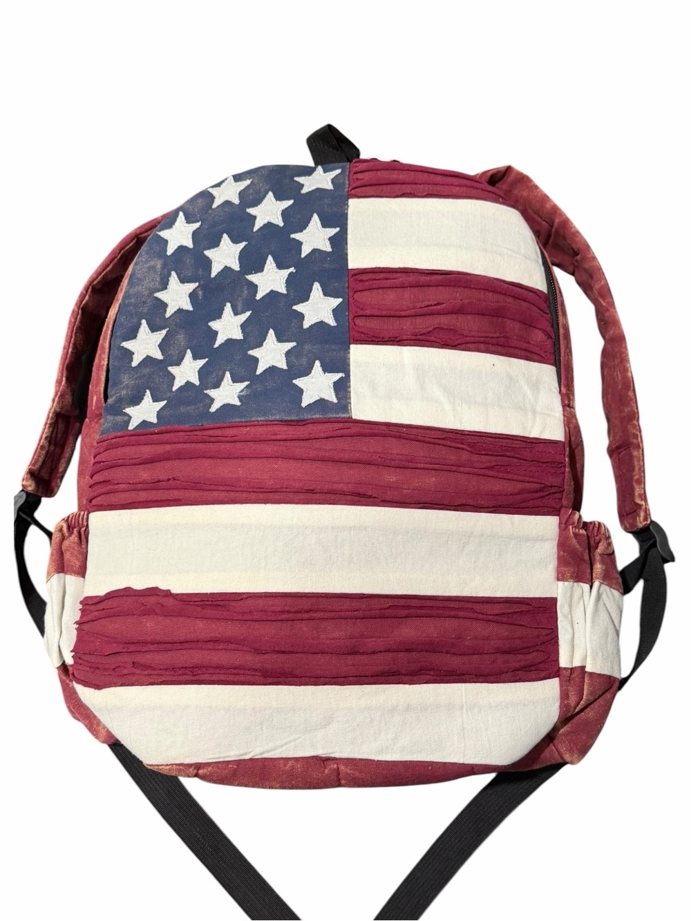NWT American Flag Distressed Backpack Zipper Closure Handmade in Nepal